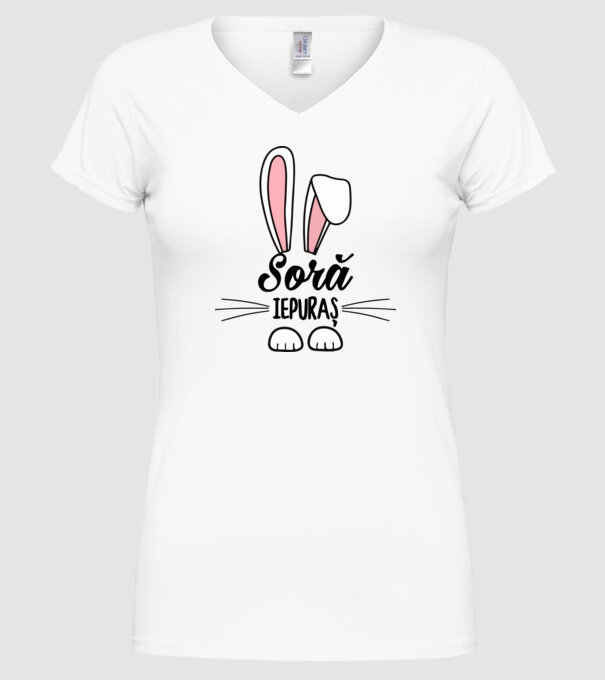 iepuraș soră model alb pe tricou