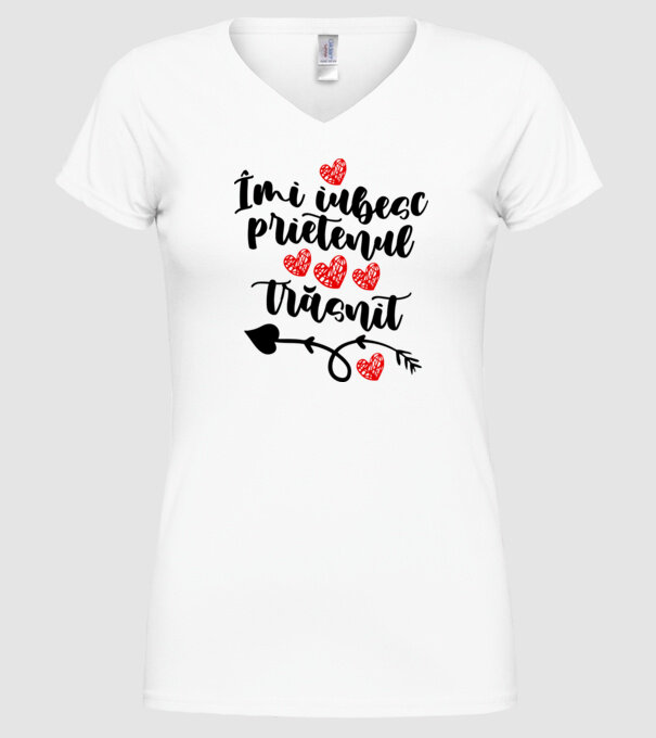 Îmi iubesc prietenul trăsnit model alb pe tricou