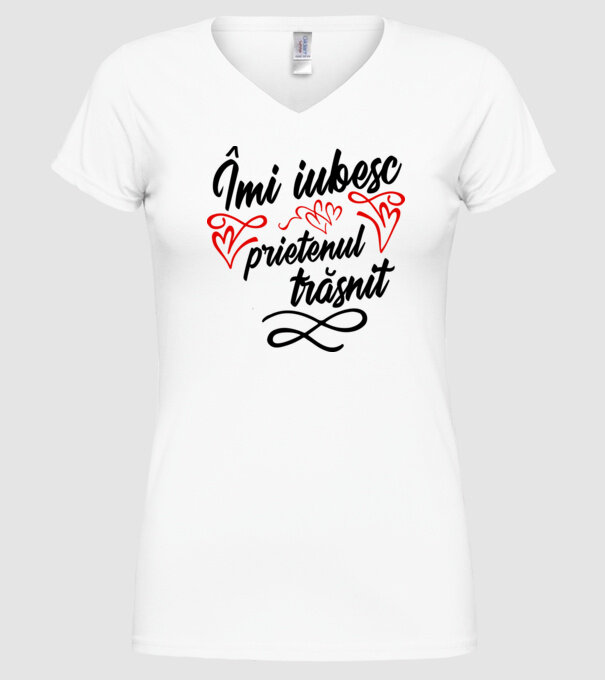 Îmi iubesc prietenul trăsnit model alb pe tricou