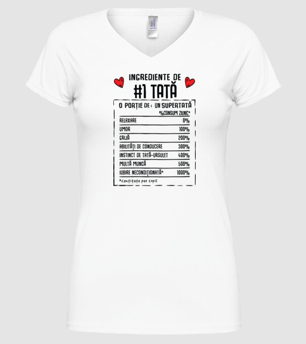 Ingrediente Tată model alb pe tricou