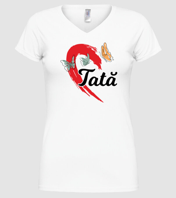 Tată model alb pe tricou