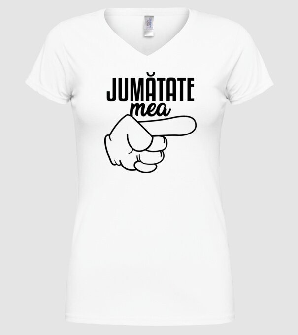 Jumătate a mea model alb pe tricou