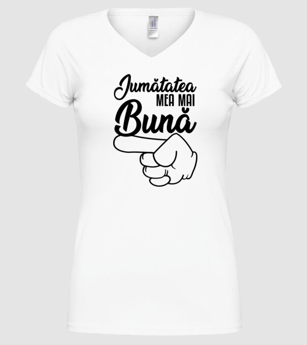 jumătatea mea mai bună model alb pe tricou