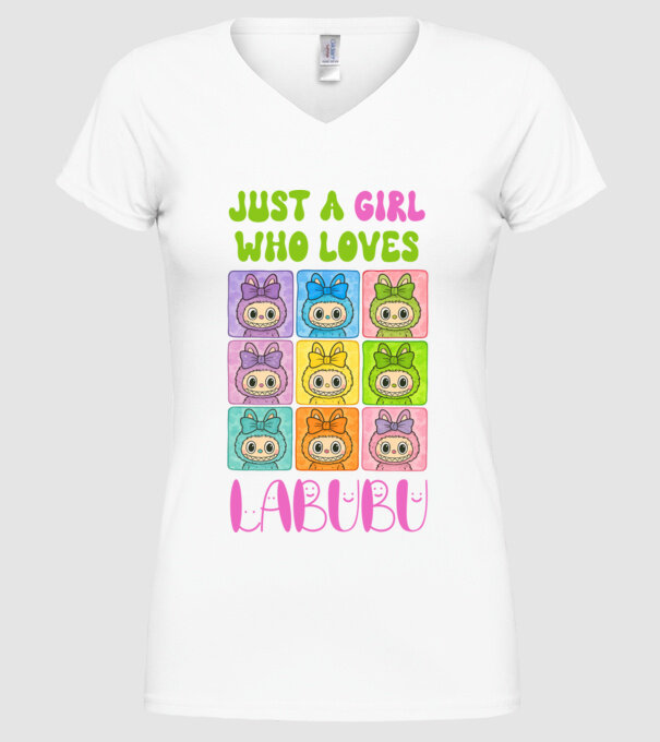 Just a girl who loves Labubu model alb pe tricou