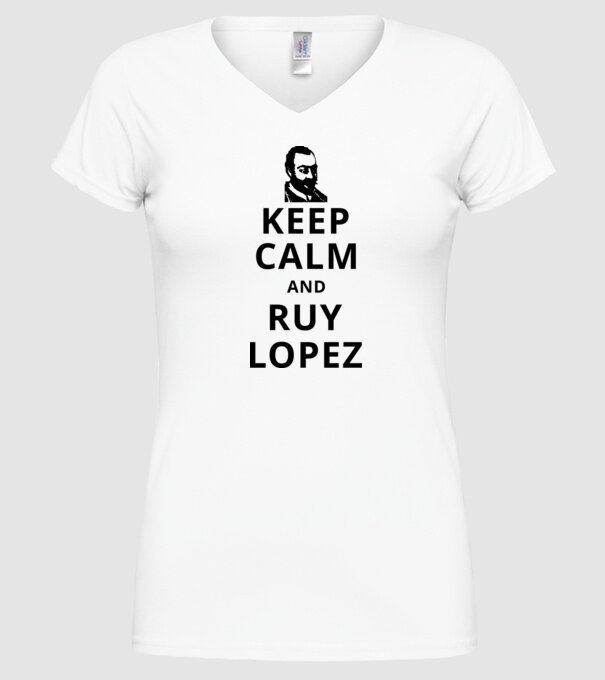 Keep Calm and Ruy Lopez v3 model alb pe tricou