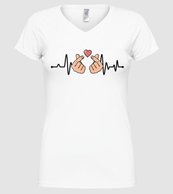 Kpop heartbeaT model alb pe tricou
