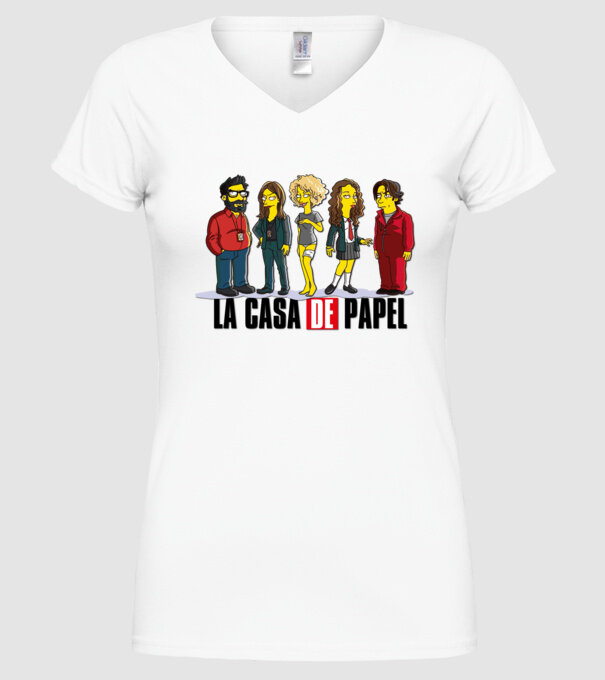 la casa de papel simpson model alb pe tricou