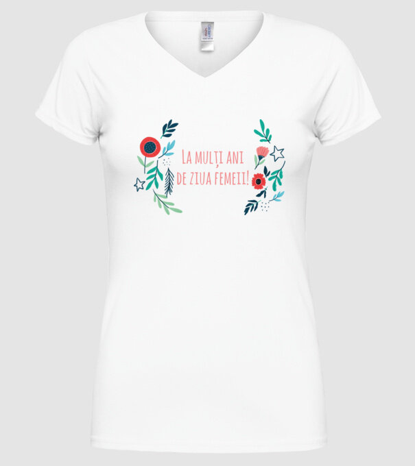 La mulți ani de ziua femeii model alb pe tricou