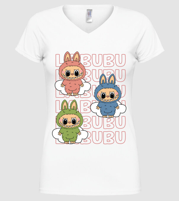 LABUBU model alb pe tricou