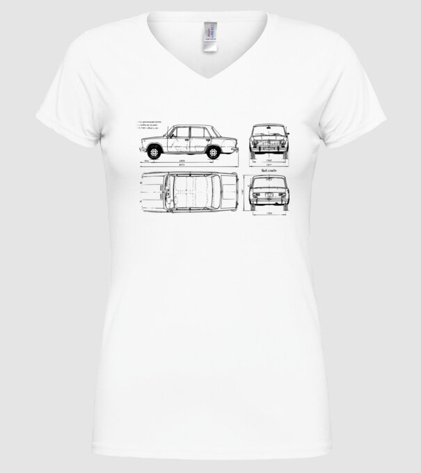 Lada model alb pe tricou