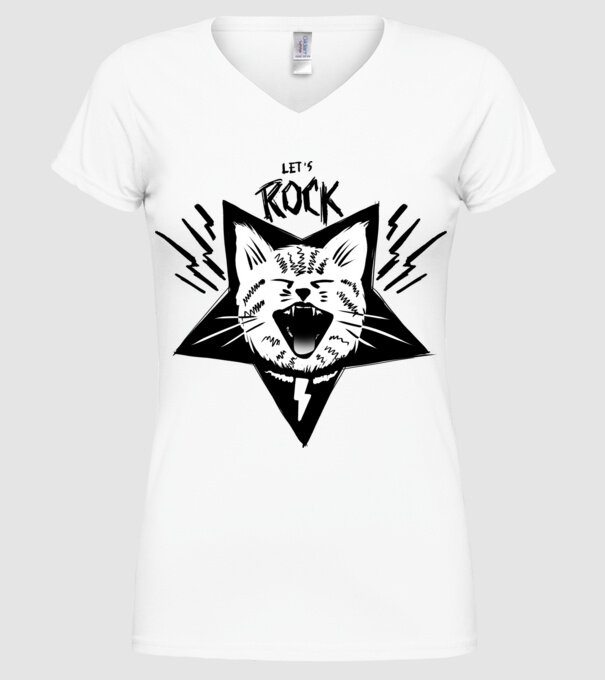 Let's Rock model alb pe tricou