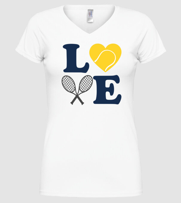 LOVE Tennis model alb pe tricou