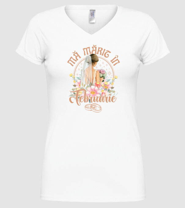 mă mărit - în februarie model alb pe tricou