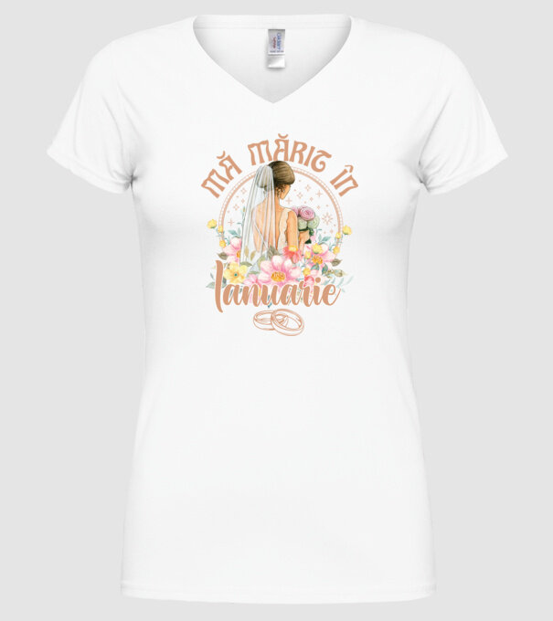 mă mărit - în ianuarie model alb pe tricou