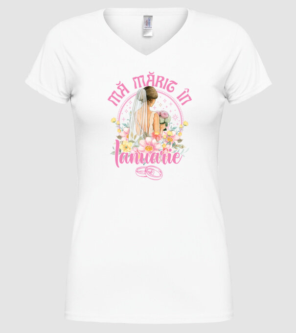 mă mărit - în ianuarie model alb pe tricou