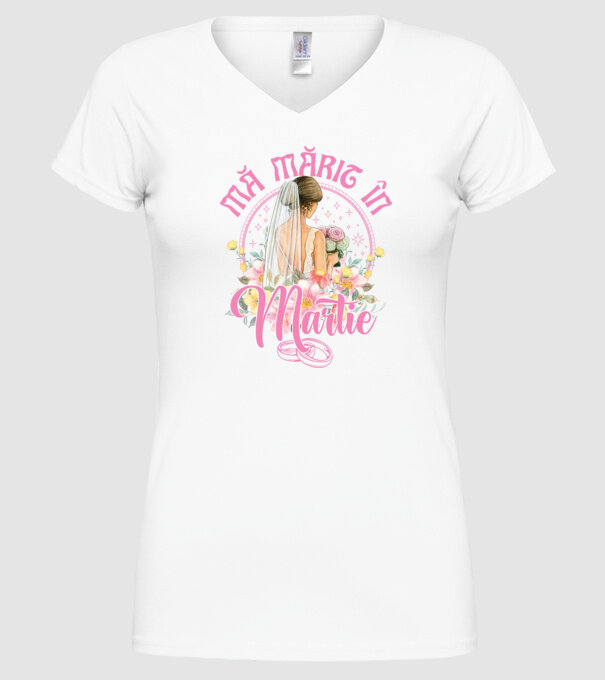 mă mărit - în martie model alb pe tricou