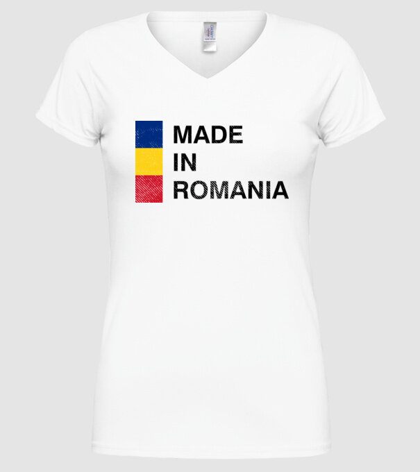 made in romania model alb pe tricou