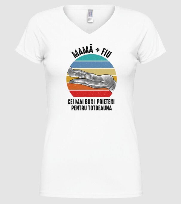 Mamă + fiu - Cei mai buni prieteni pentru totdeauna model alb pe tricou