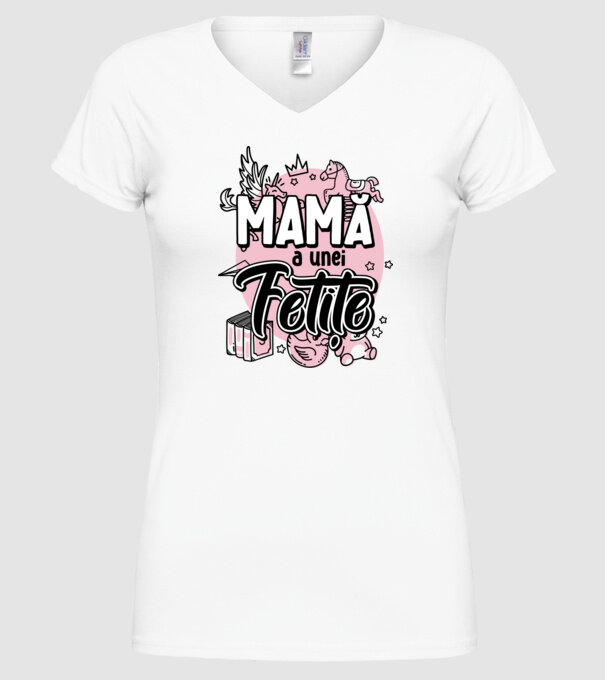 Mamă a unei fetițe model alb pe tricou