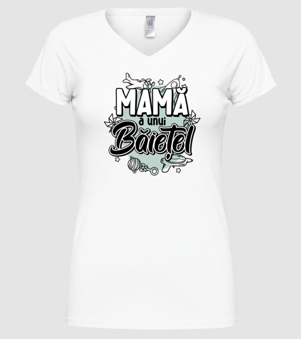 Mamă a unui băiețel model alb pe tricou