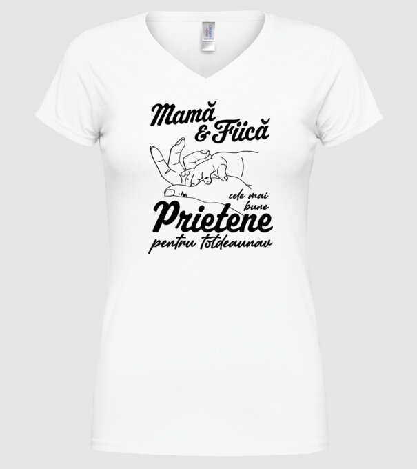 Mamă & fiică - cele mai bune prietene pentru totdeauna model alb pe tricou