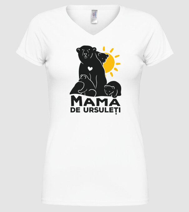 Mamă de ursuleți model alb pe tricou