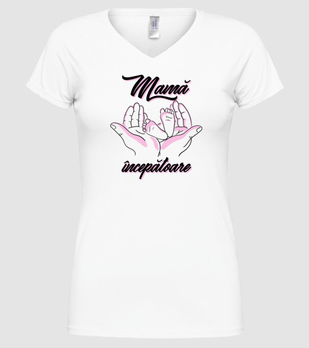 Mamă începătoare model alb pe tricou