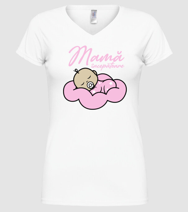 Mamă începătoare model alb pe tricou
