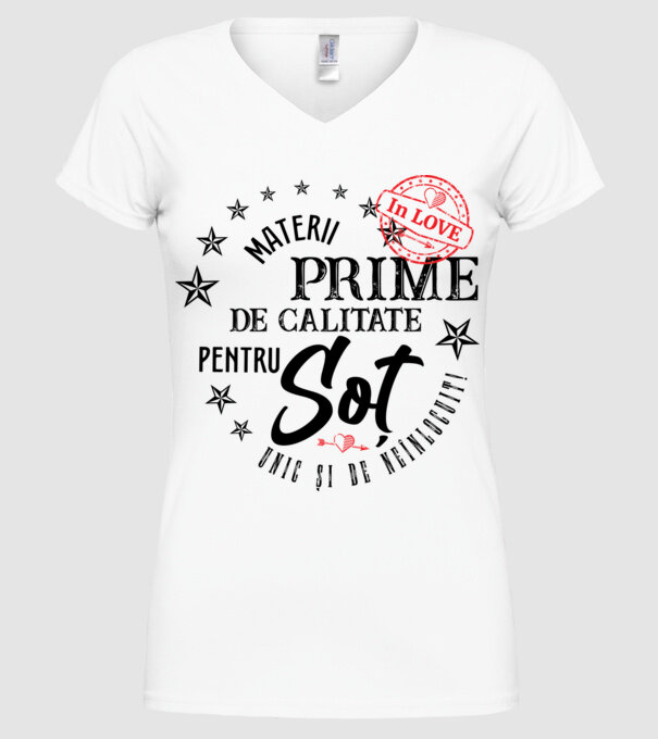 Materii prime de calitate pentru soț model alb pe tricou