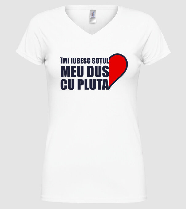 Îmi iubesc soțul meu dus cu pluta model alb pe tricou
