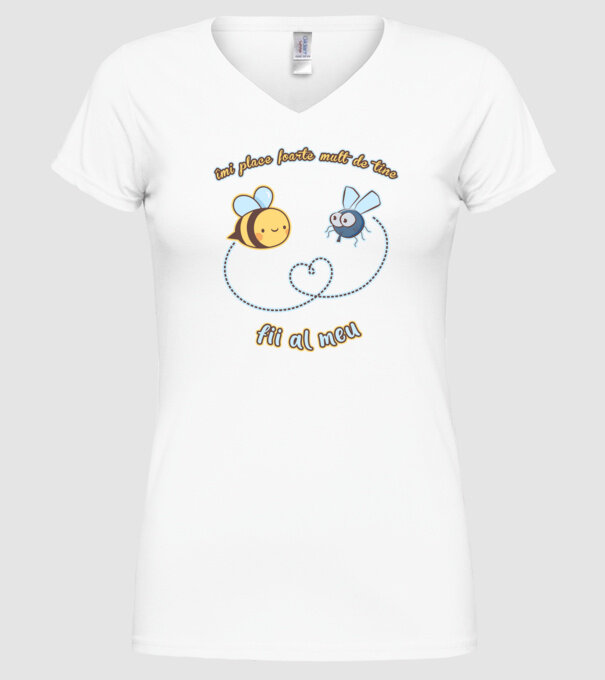îmi place foarte mult de tine - fii al meu model alb pe tricou