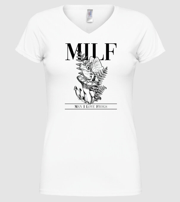 MILF man i love frogs model alb pe tricou