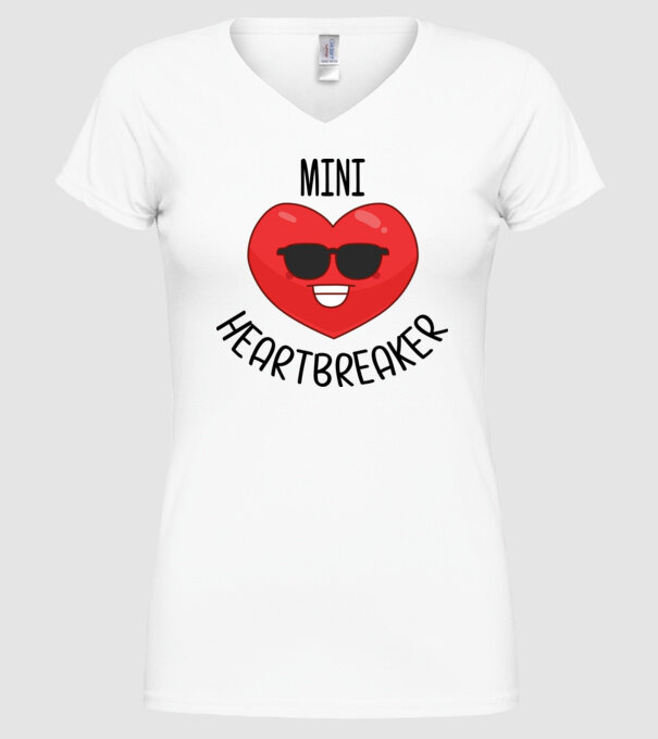 mini heartbreaker model alb pe tricou