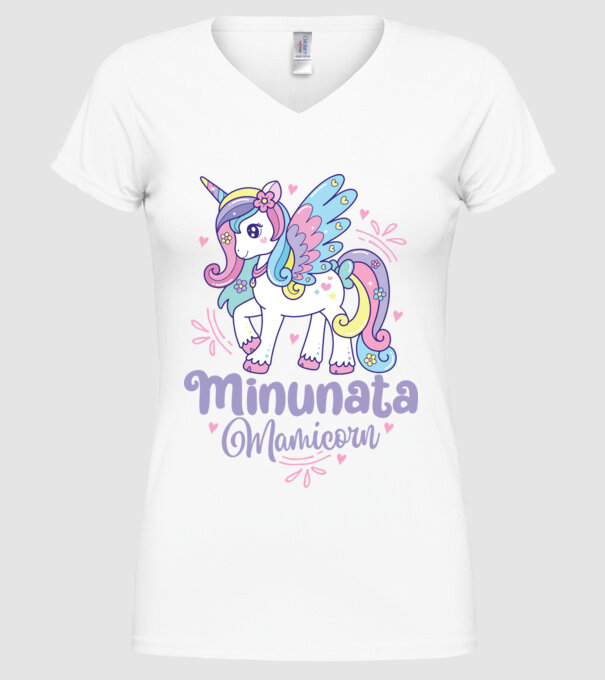 Minunata Mamicorn model alb pe tricou