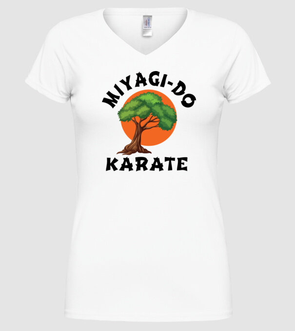 Miyagi-do karate logo model alb pe tricou