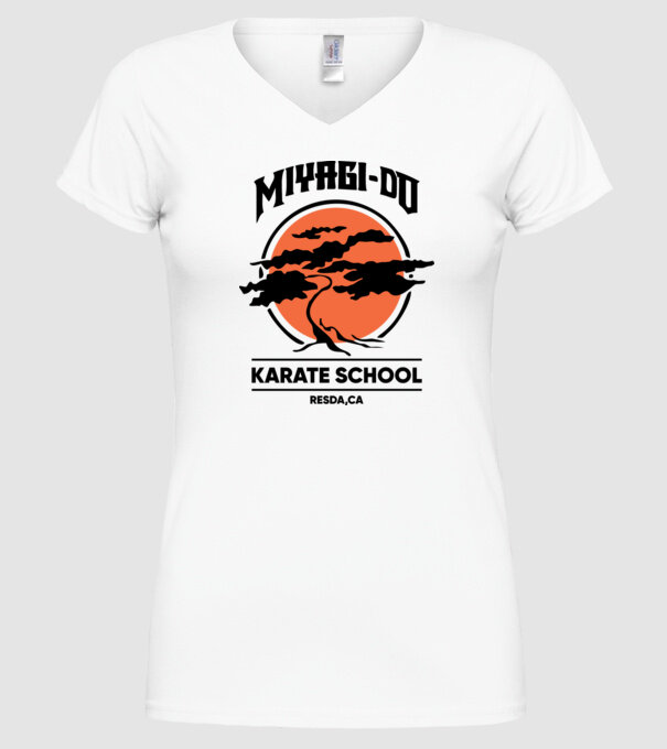 Miyagi-do karate school model alb pe tricou