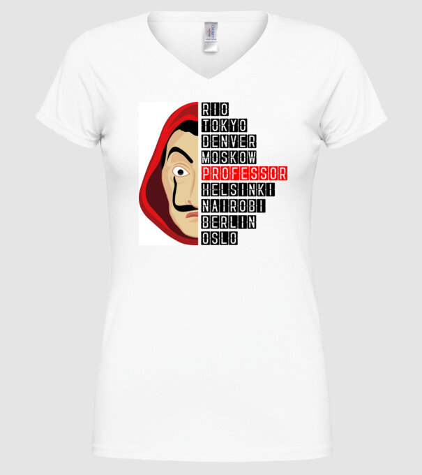 money heist cities model alb pe tricou