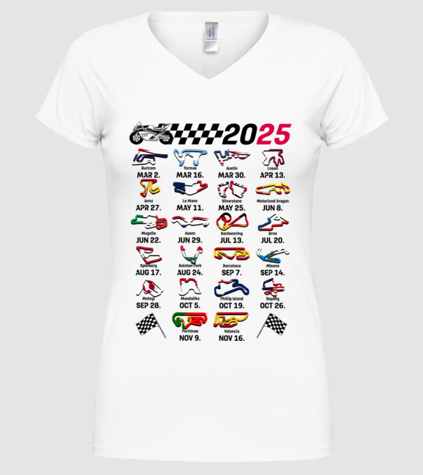 MOTOGP 25 CALENDAR alb model alb pe tricou