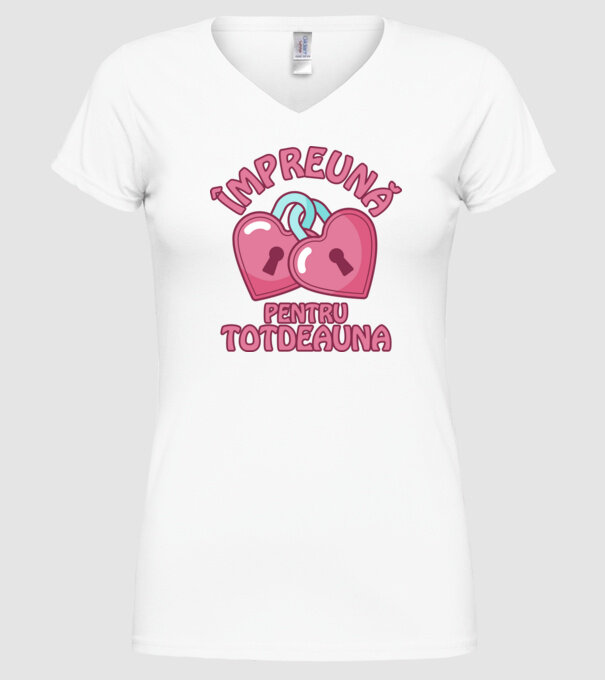 mpreună pentru totdeauna model alb pe tricou