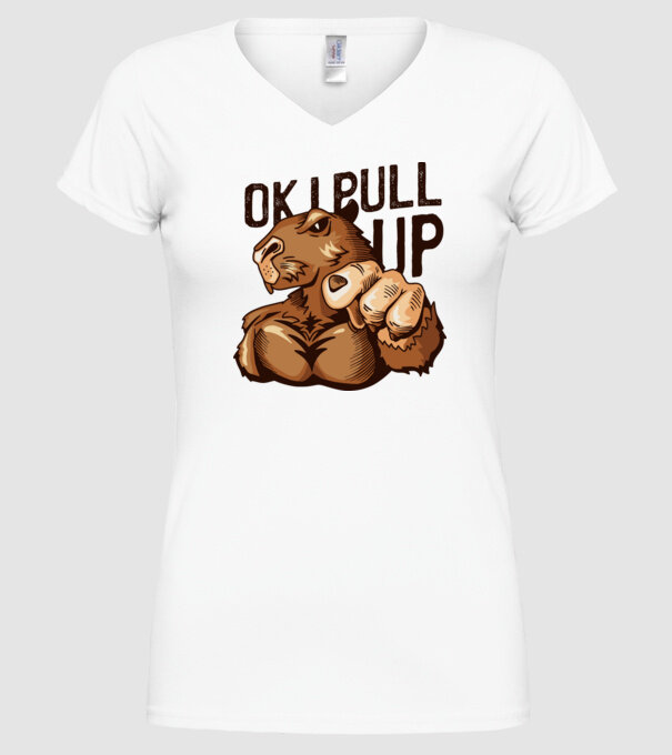 Muscular Capybara - capibară model alb pe tricou