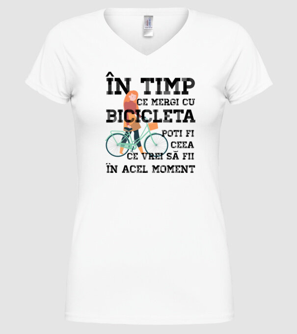 în timp ce mergi cu bicicleta poți fi ceea ce vrei să fii - în acel moment model alb pe tricou