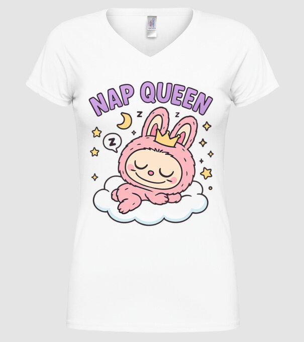Nap Queen model alb pe tricou
