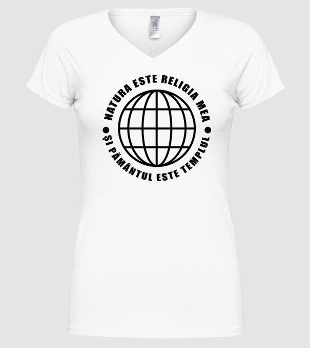 Natura este religia mea model alb pe tricou