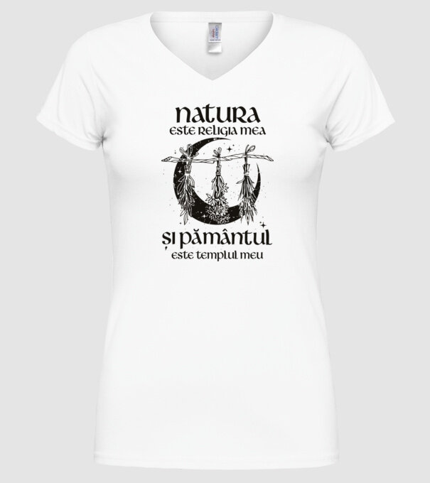 Natura este religia mea model alb pe tricou