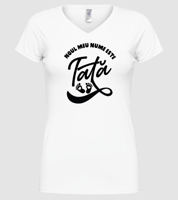 Noul meu nume este Tată model alb pe tricou