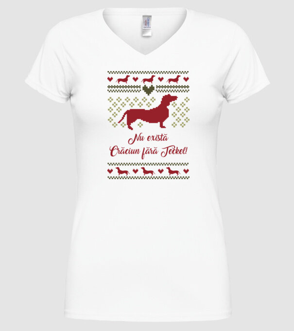 nu există Crăciun fără Teckel model alb pe tricou
