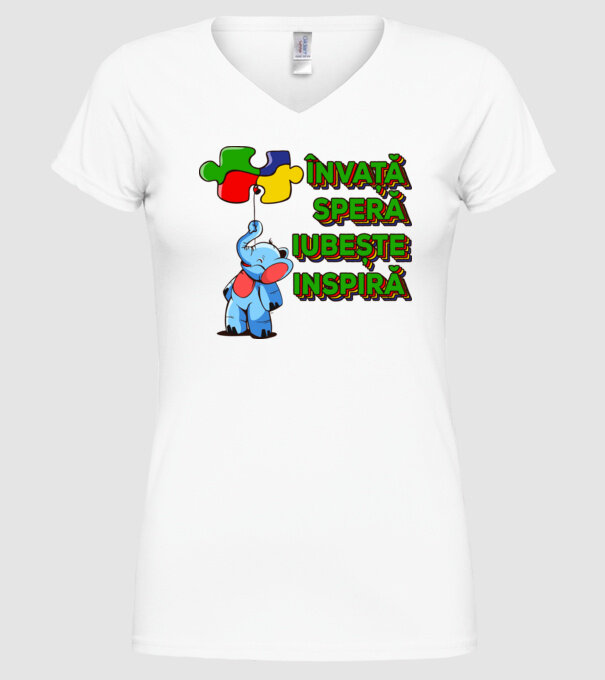 Învață, speră, iubește, inspiră model alb pe tricou