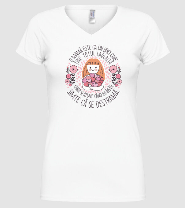 O mamă este ca un lipici care ține totul laolaltă, chiar și atunci când ea însăși simte că se destramă. model alb pe tricou