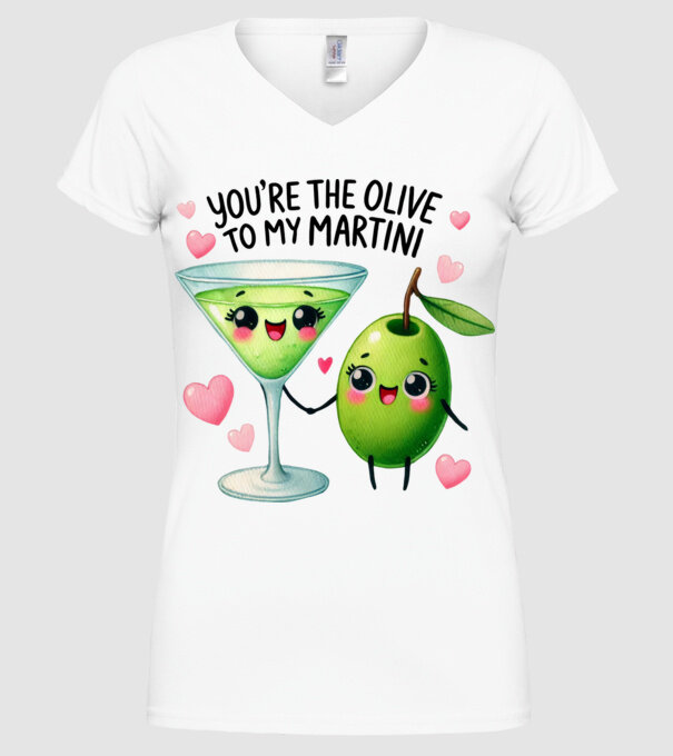Olive to my Martini model alb pe tricou
