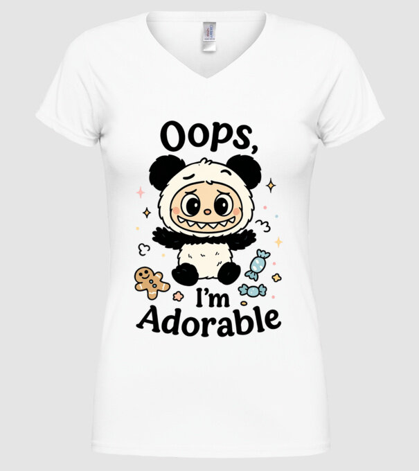 Oops, I'm adorable model alb pe tricou